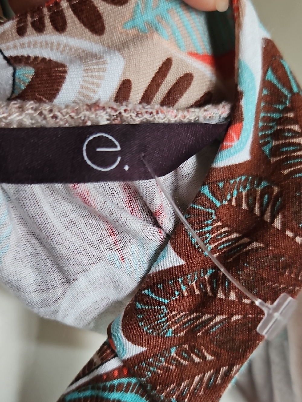 4/$20Boho Beaded Scoop Neck Tunic Top | Turquoise & Brown Paisley | Plus Size 18 - Picture 6 of 7